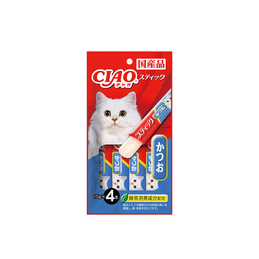 CIAO Stick Tuna (Katsuo) in Jelly Cat Treats 15g x 4 Sticks (5sets)