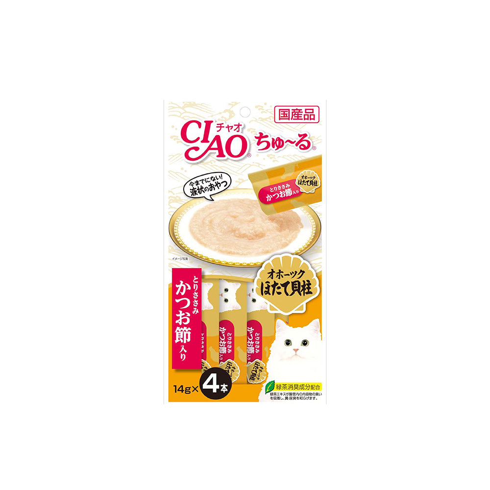 CIAO Churu Chicken Fillet with Scallop & Bonito Cat Treats 14g x 4 Sticks (5sets)
