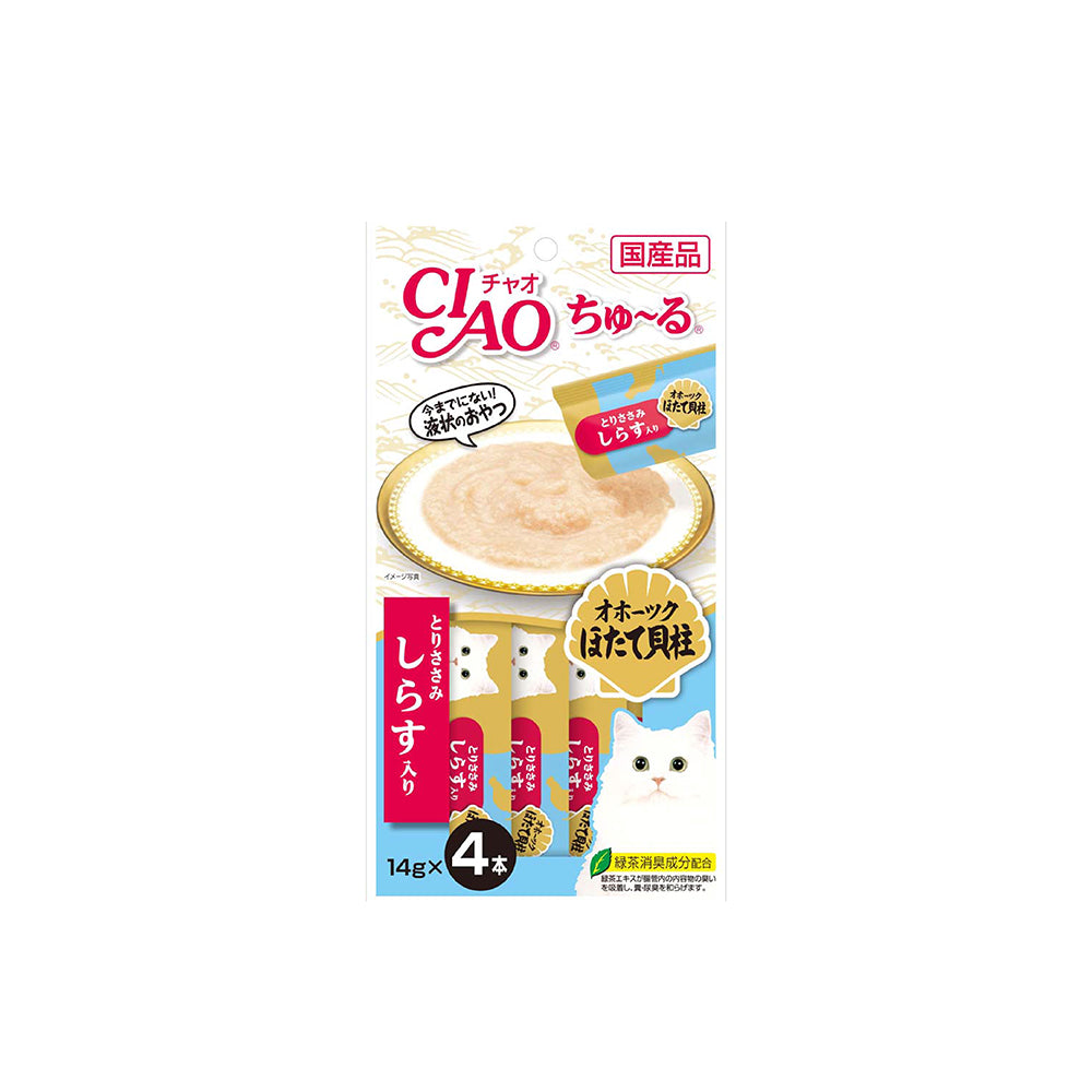 CIAO Churu Chicken Fillet with Scallop & Whitebait Cat Treats 14g x 4 Sticks (5sets)