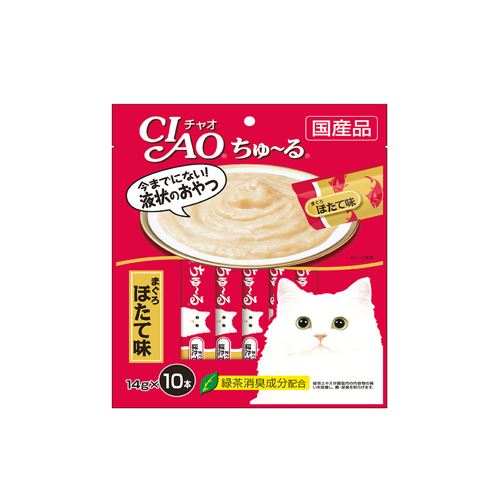 CIAO Churu White Meat Tuna & Scallop Cat Treats 14g x 10 sticks (3sets)