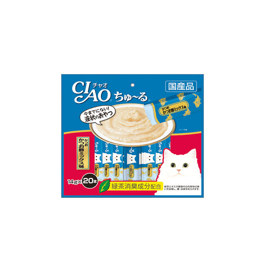 CIAO Churu Tuna & Dried Bonito Mix 14g x 20 Sticks (2sets)