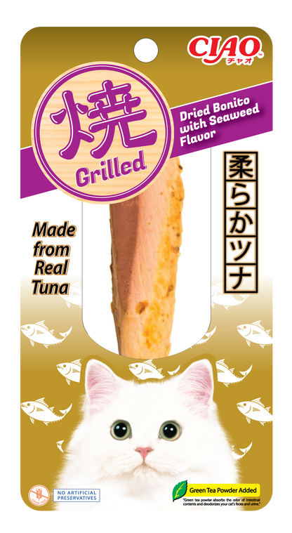 CIAO Grilled Tuna Dried Bonito with Seaweed Flavour Cat Treat 15g x 10 packs