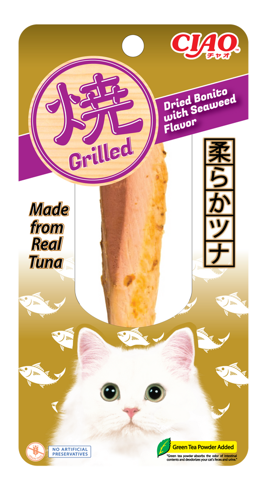 CIAO Grilled Tuna Dried Bonito with Seaweed Flavour Cat Treat 15g x 10 packs