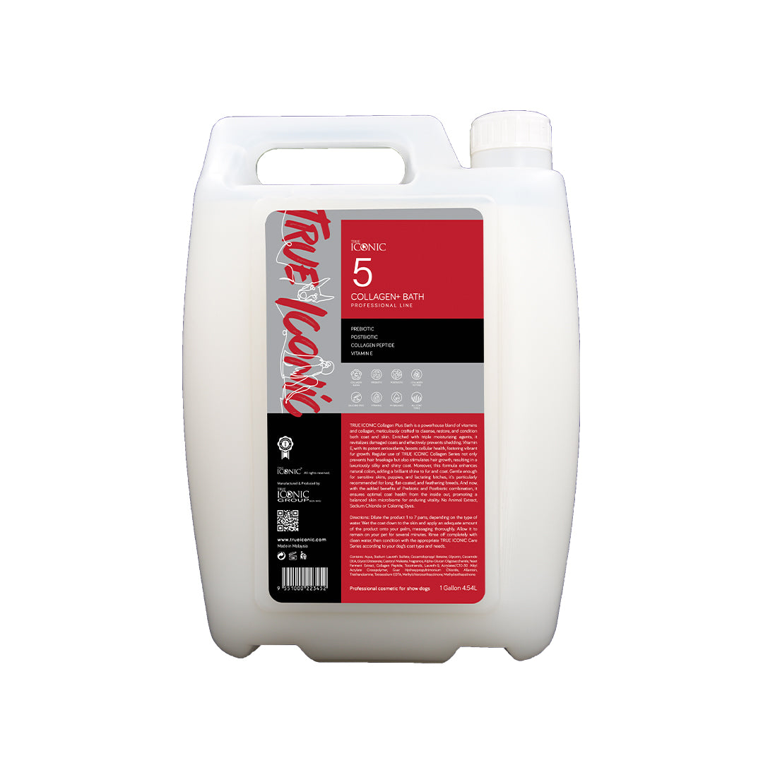 True Iconic Collagen Plus Bath Dog Shampoo for Silky Strong Coats 1 Gallon