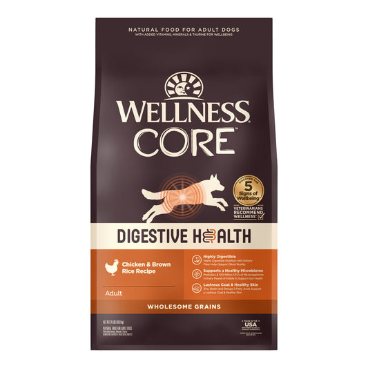 Wellness CORE Digestive Health Chicken & Brown Rice Adult Dry Dog Food 24LB