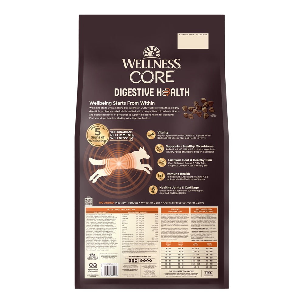 Wellness CORE Digestive Health Chicken & Brown Rice Adult Dry Dog Food 24LB