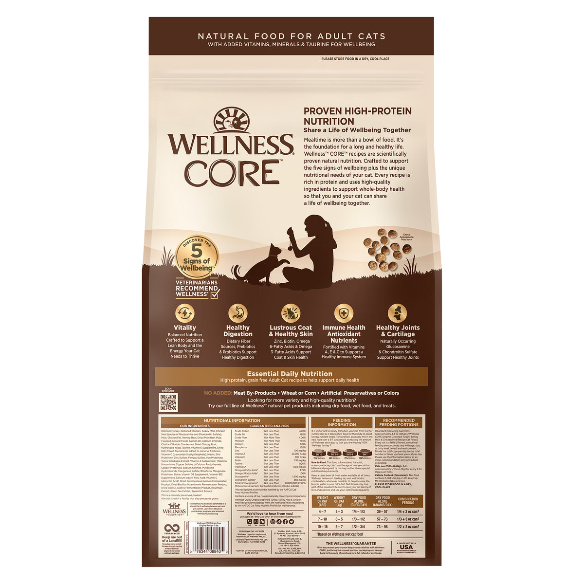 Wellness CORE Original Deboned Turkey & Chicken Grain Free Adult Dry Cat Food 11LB