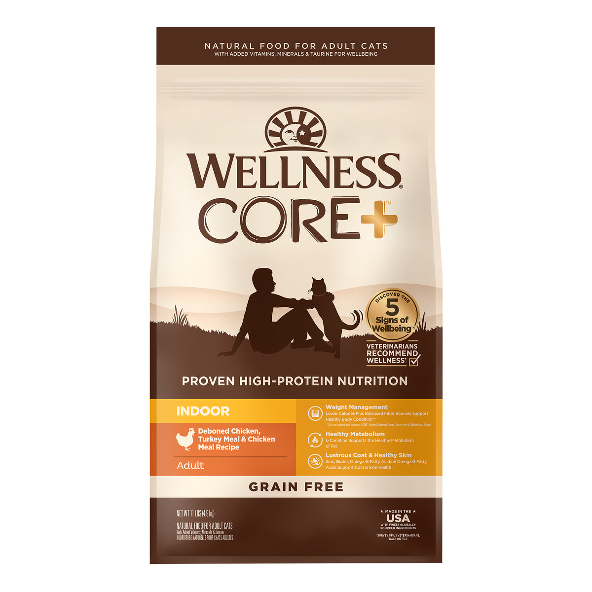 Wellness CORE+ Indoor Chicken & Turkey Grain Free Dry Cat Food 11LB