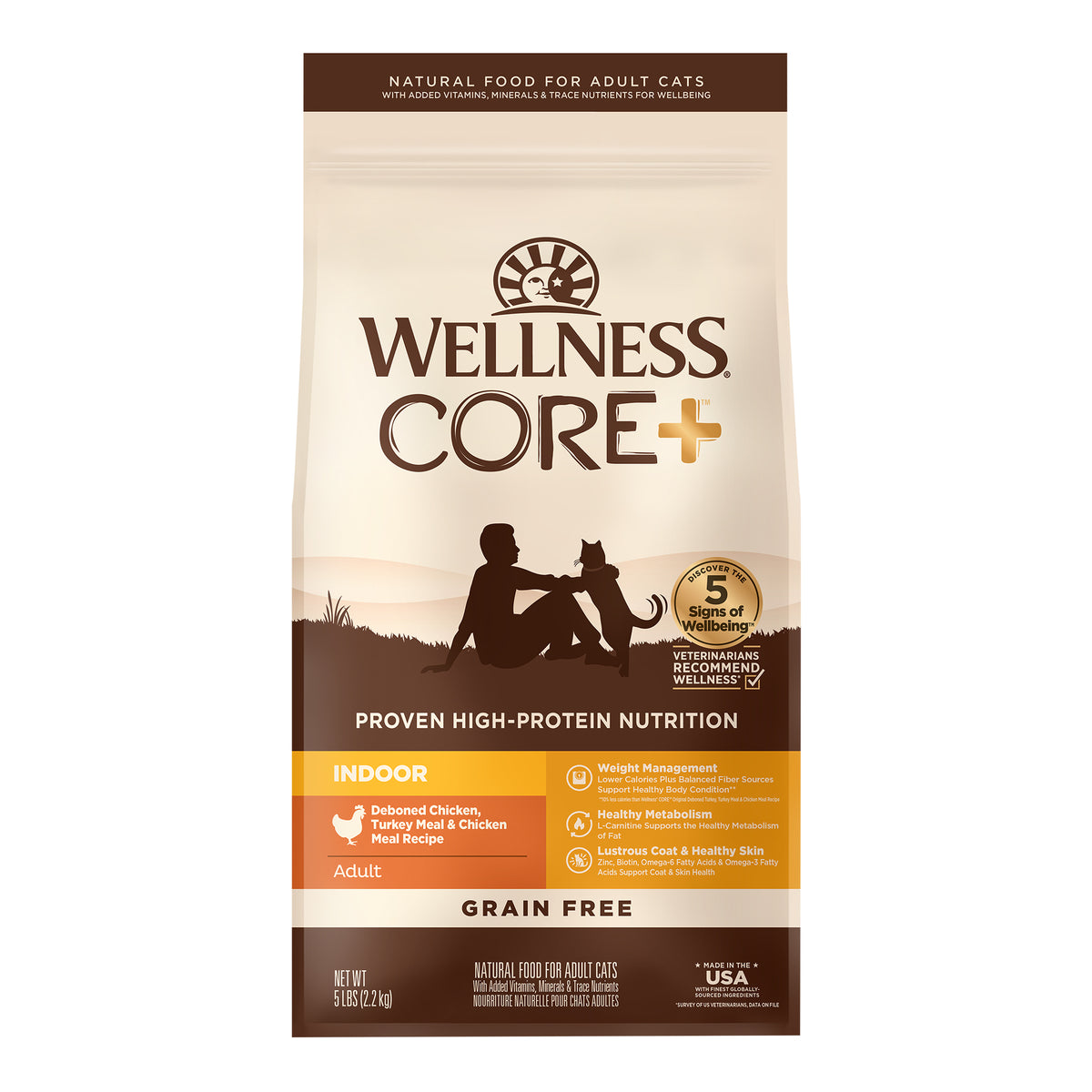 Wellness CORE+ Indoor Chicken & Turkey Grain Free Dry Cat Food 5LB