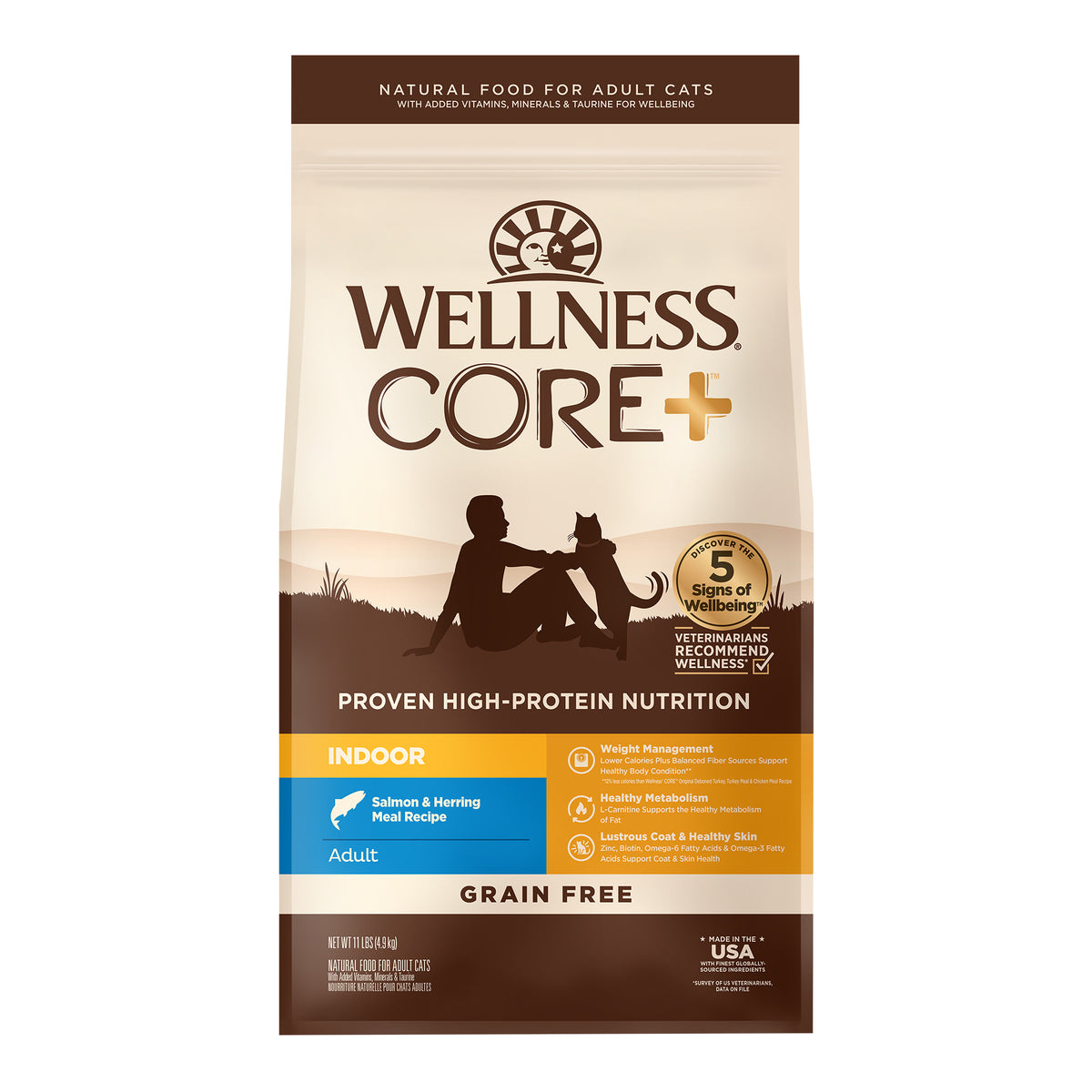 Wellness CORE+ Indoor Salmon & Herring Grain Free Dry Cat Food 11LB