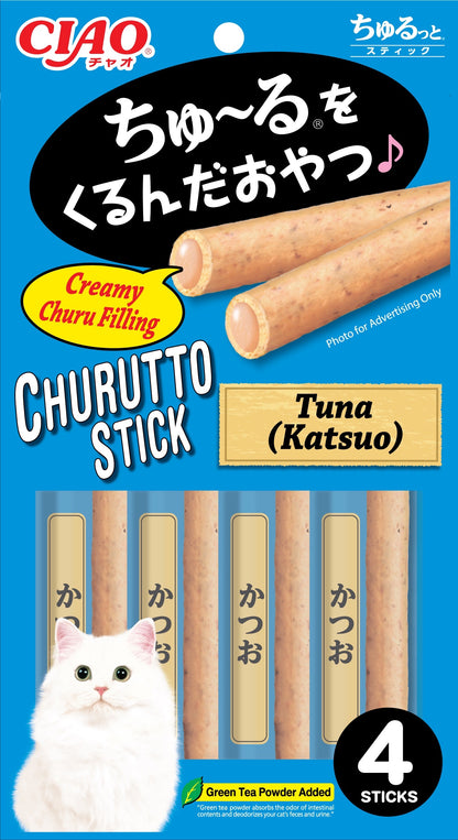CIAO Churutto Stick Liquid Tuna Katsuo Cat Treats (7g x 4 sticks) x 5 sets