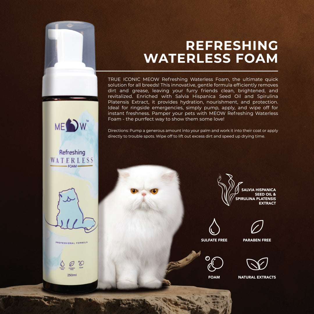 True Iconic Refreshing Waterless Foam for Cats Quick Clean No Rinse 250ml