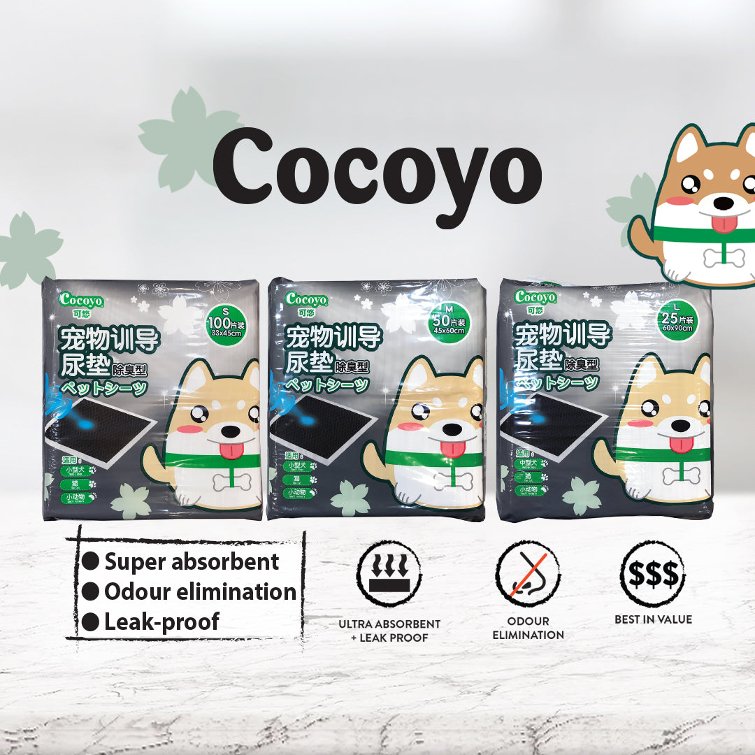 Cocoyo Charcoal Pet Pee Pads 60x90cm (24pcs) – Leak-Proof & Odour Control