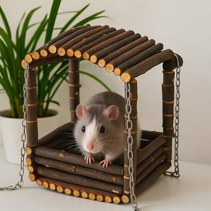 Munchies Natural Apple Stick House – Chew-Safe Wooden Hideout for Small Pets