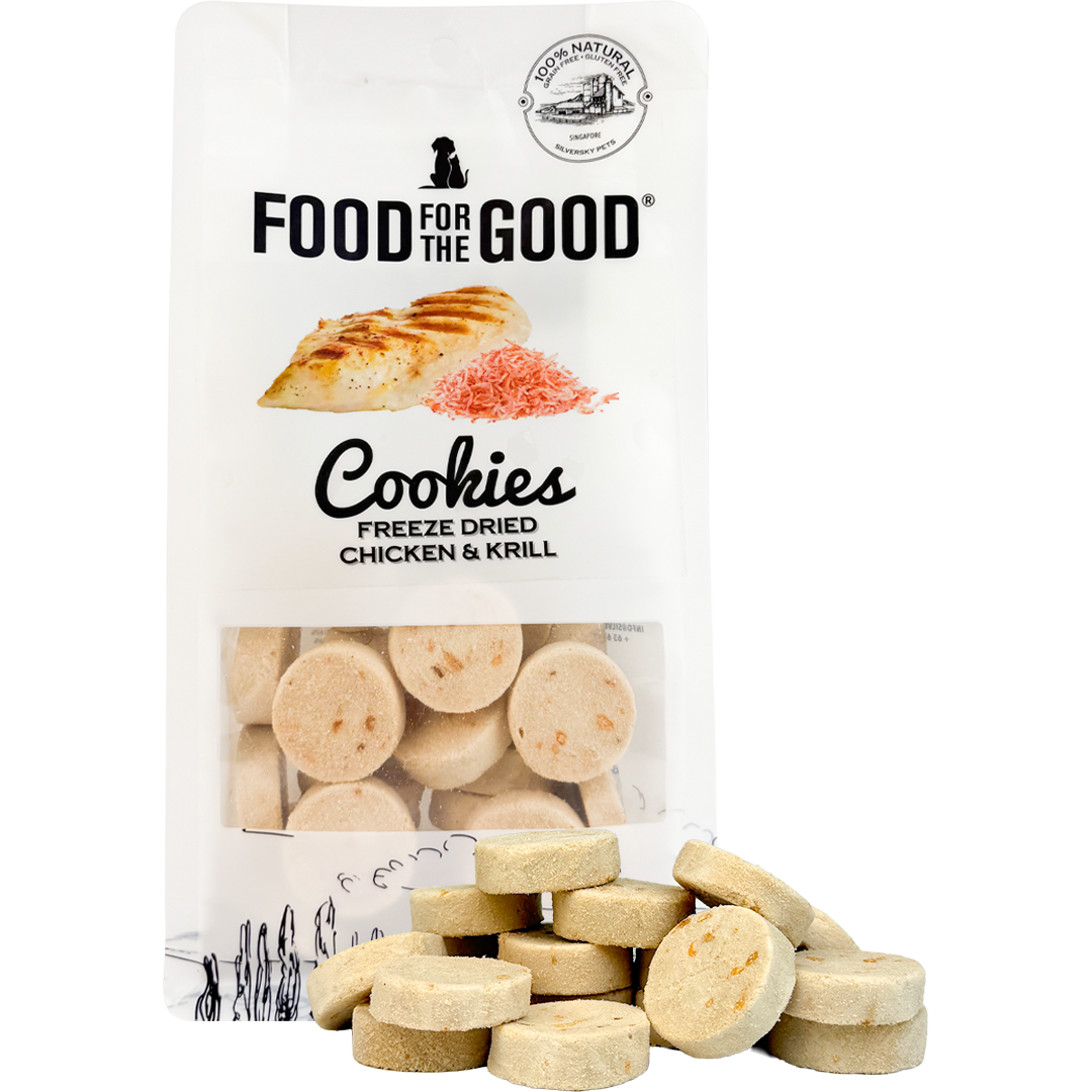 Food For The Good Freeze Dried Chicken & Krill Cookies Treats for Cats & Dogs 70g