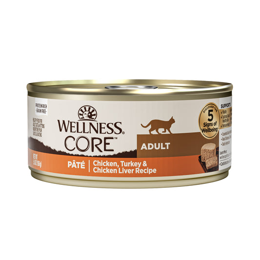 Wellness CORE Classic Pate Chicken, Turkey & Chicken Liver Grain Free Canned Cat Food 5.5oz