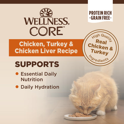 Wellness CORE Classic Pate Chicken, Turkey & Chicken Liver Grain Free Canned Cat Food 5.5oz