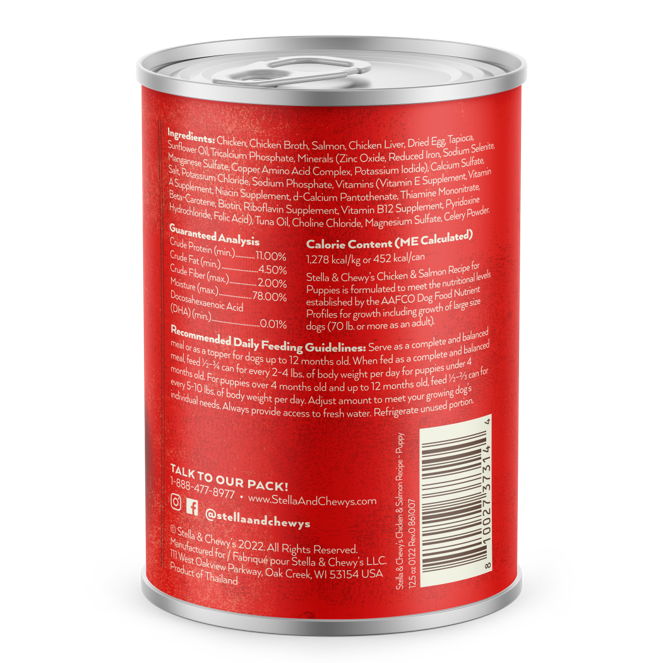 Stella & Chewy’s Gourmet Pate Chicken & Salmon Grain Free Puppy Dog Food 12.5oz
