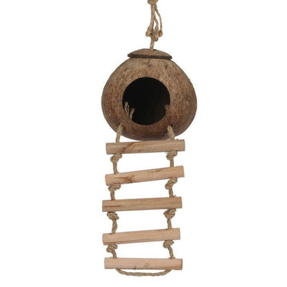 Munchies Natural Coconut Husk Hideout with Ladder – For Small Pets & Birds