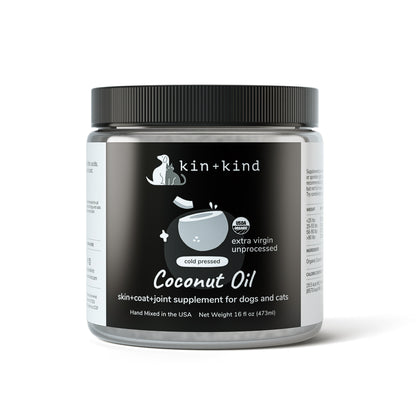kin+kind Organic Raw Coconut Oil Supplement for Dogs and Cats