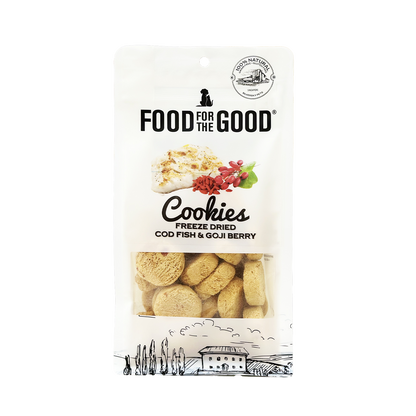 Food For The Good Freeze Dried Cod Fish & Goji Berry Cookies Treats for Cats & Dogs 70g