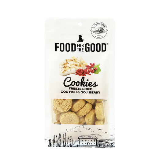 Food For The Good Freeze Dried Cod Fish & Goji Berry Cookies Treats for Cats & Dogs 70g