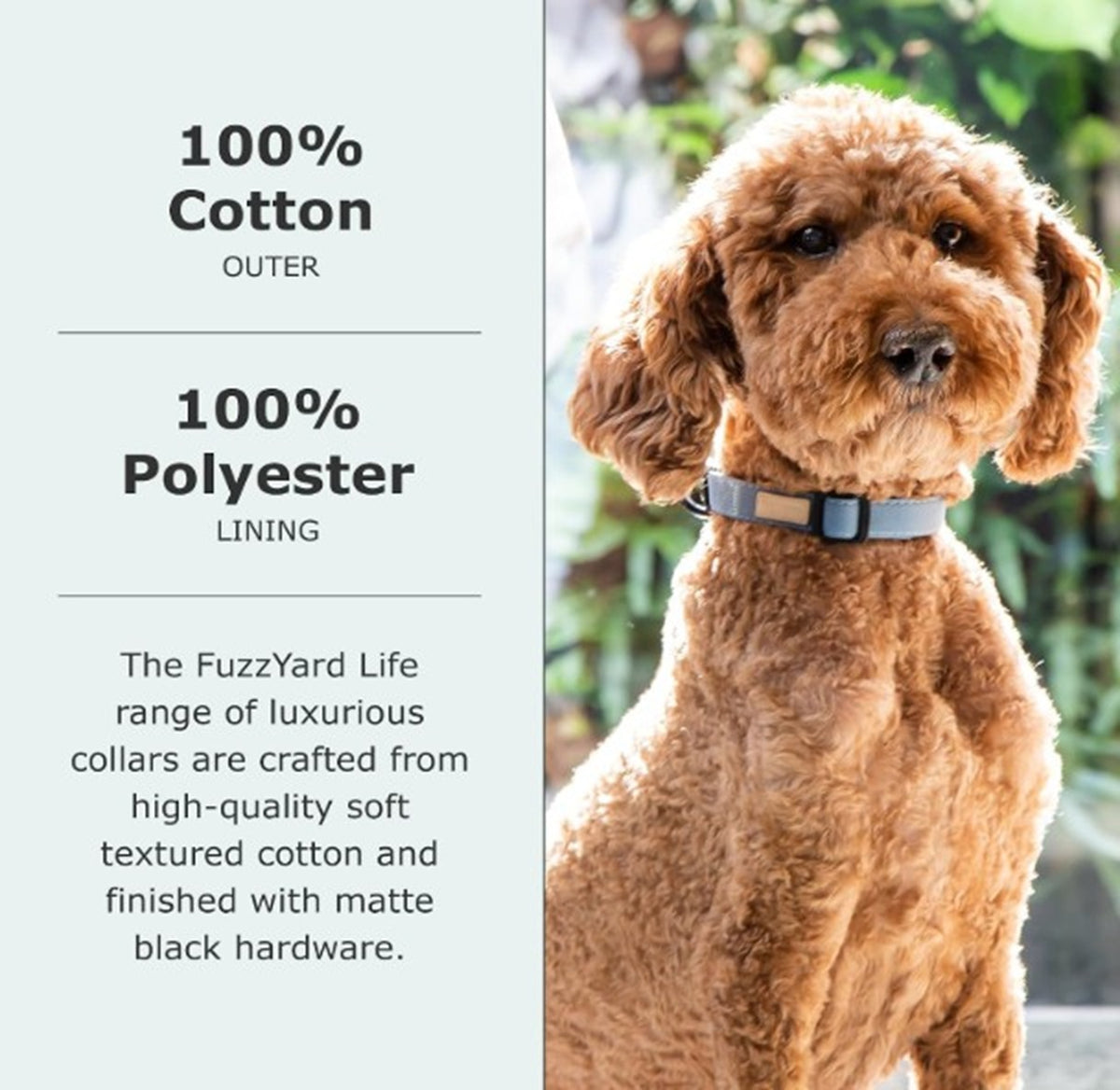 FuzzYard Life Dog Collar Soft Cotton Adjustable Collar for Dogs - Soft Blush