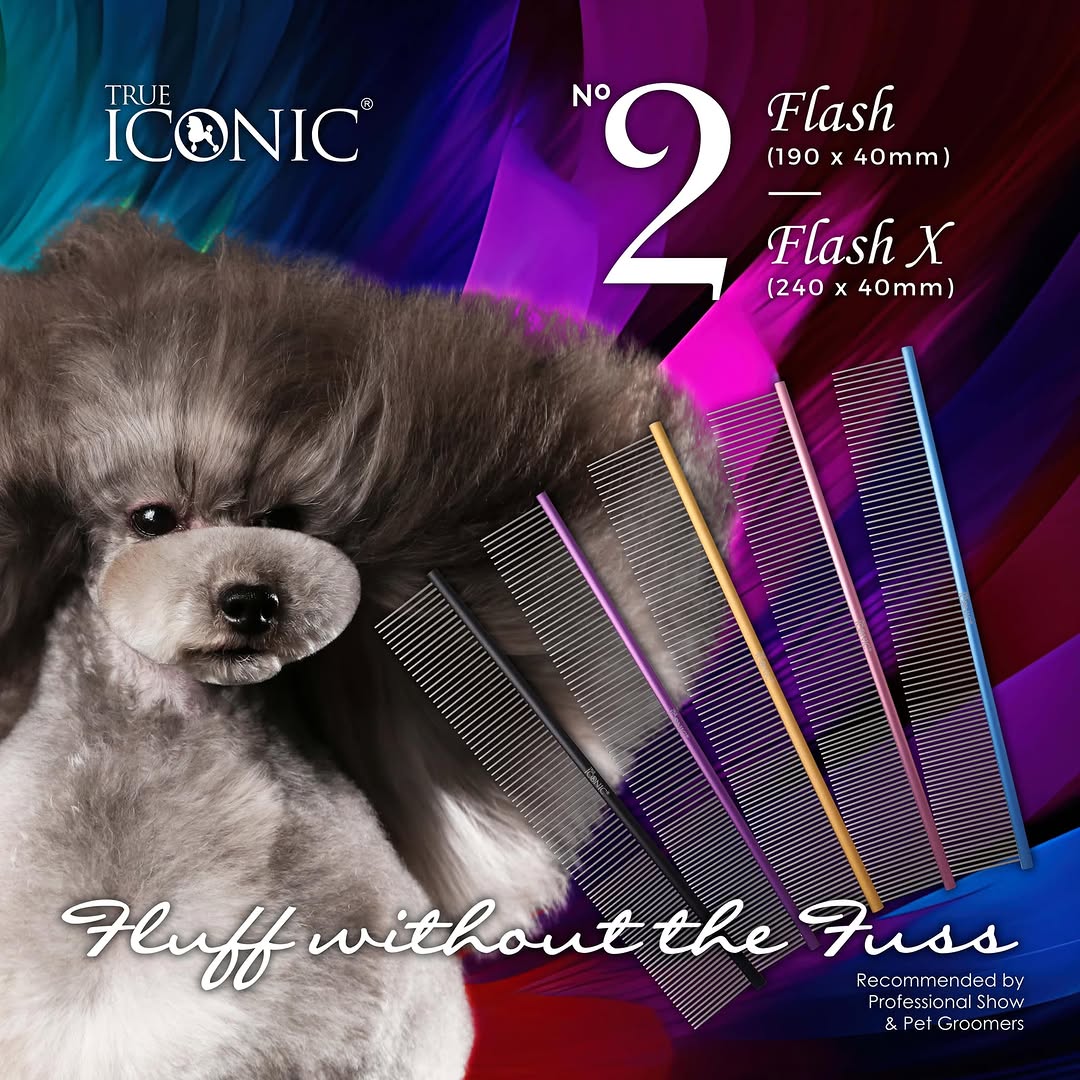 True Iconic Flash X Pin Comb No.2 Professional Grooming Comb (5 Colors)