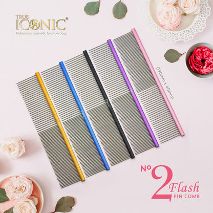 True Iconic Flash Pin Comb No.2 Professional Dog Grooming Comb (5 Colors)