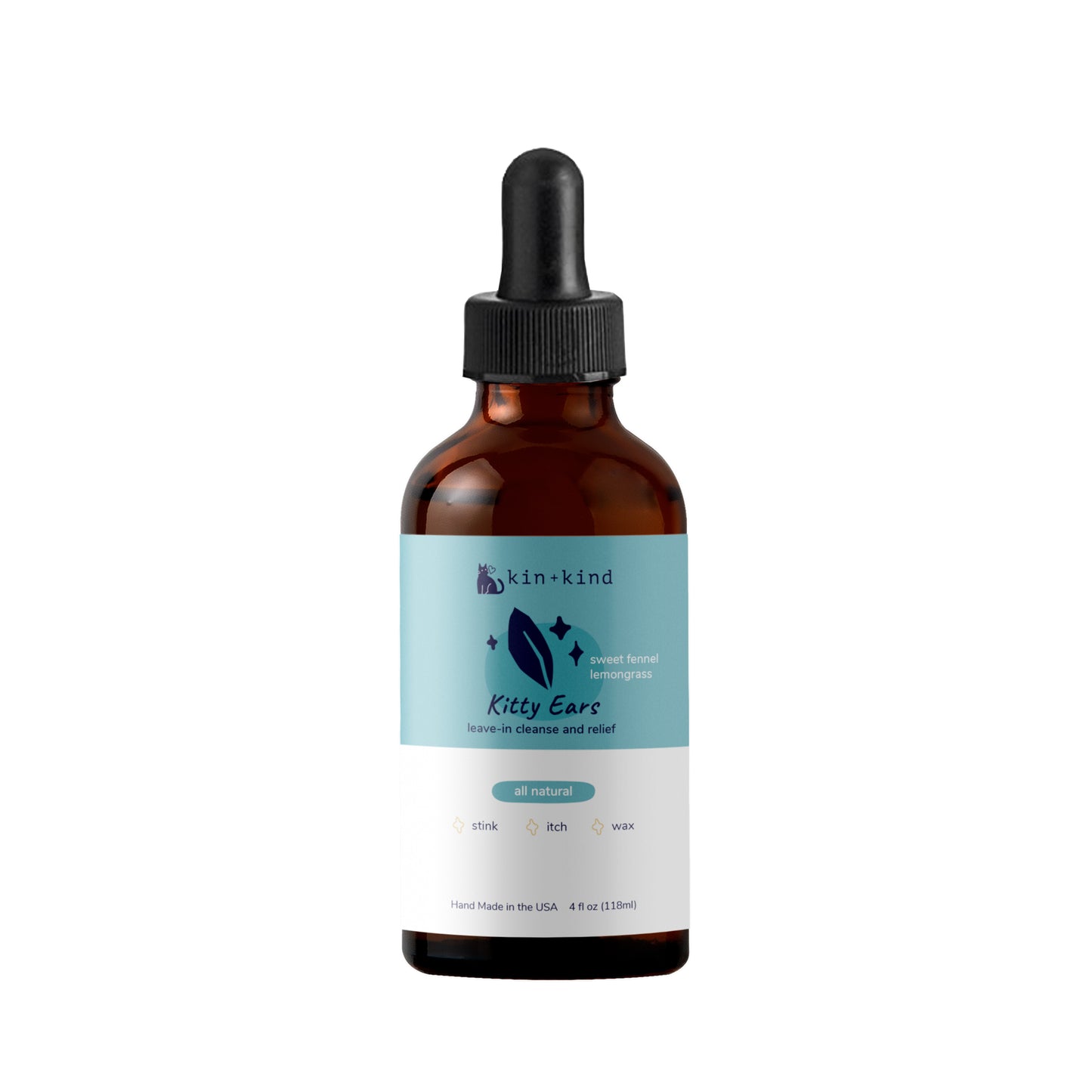 kin+kind Natural Kitty Ear Cleaner Leave In Cat Ear Cleaner 4oz