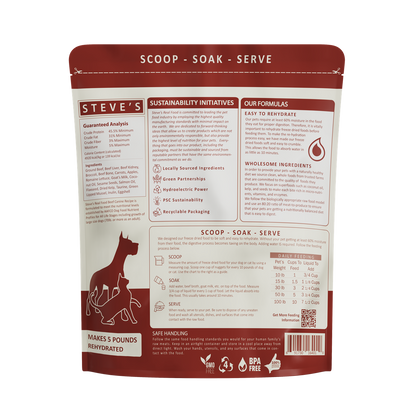 Steve's Real Food Grain Free Freeze Dried Raw Food for Cats & Dogs 20oz | 5 Recipes