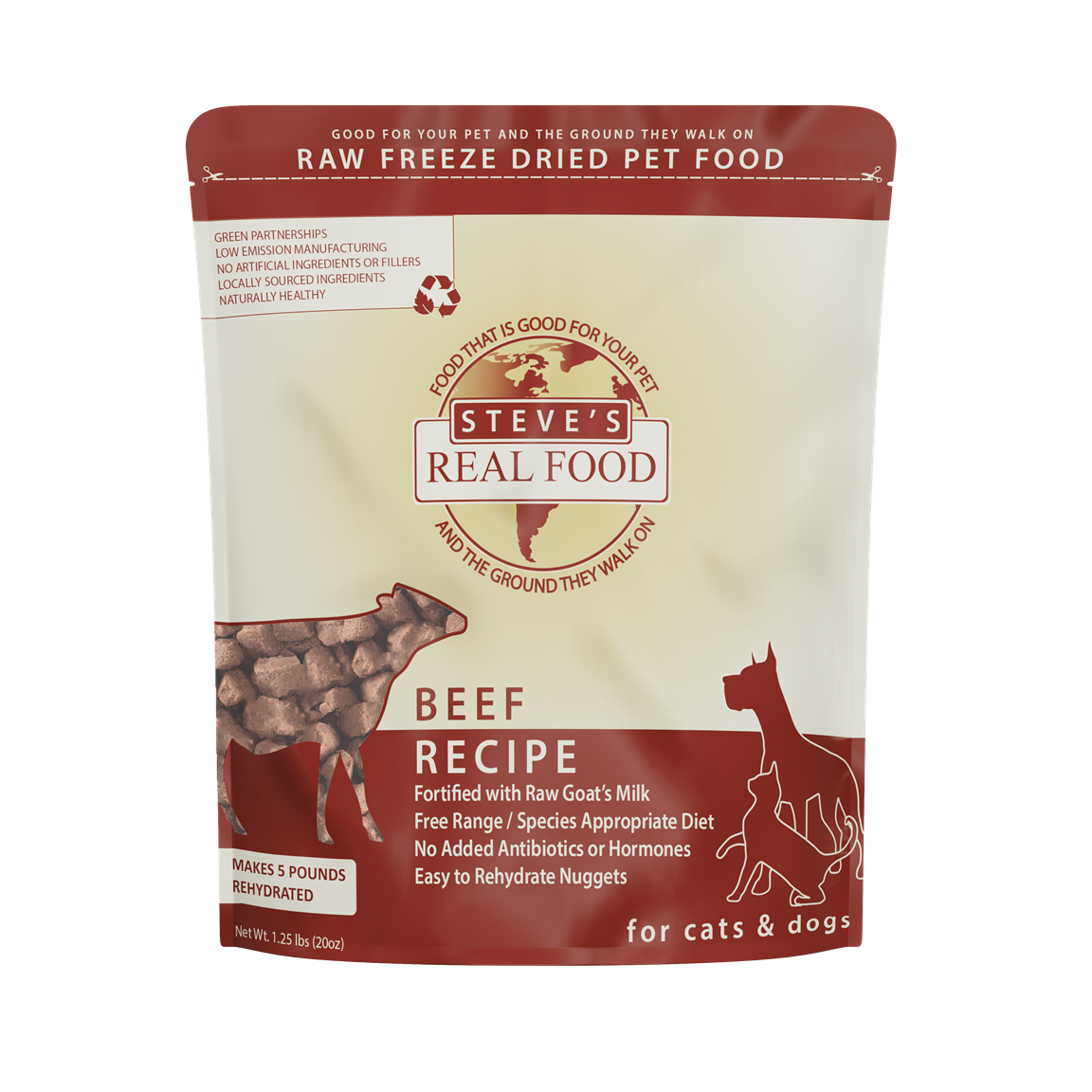 Steve's Real Food Grain Free Freeze Dried Raw Food for Cats & Dogs 20oz | 5 Recipes