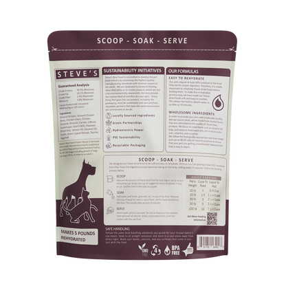 Steve's Real Food Grain Free Freeze Dried Raw Food for Cats & Dogs 20oz | 5 Recipes
