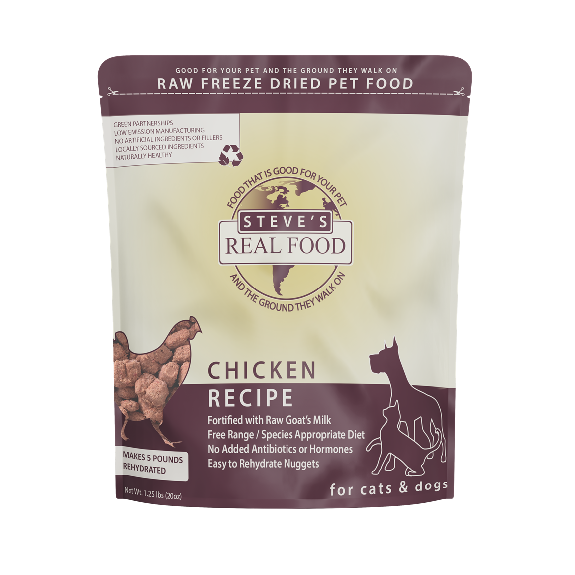 Steve's Real Food Grain Free Freeze Dried Raw Food for Cats & Dogs 20oz | 5 Recipes
