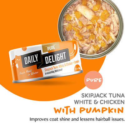 Daily Delight Pure Skipjack Tuna & White Chicken with Pumpkin Canned Cat Food 80g x 24cans