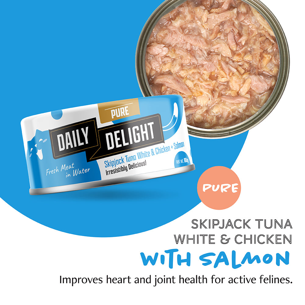 Daily Delight Pure Skipjack Tuna & White Chicken with Pumpkin Canned Cat Food 80g x 24cans