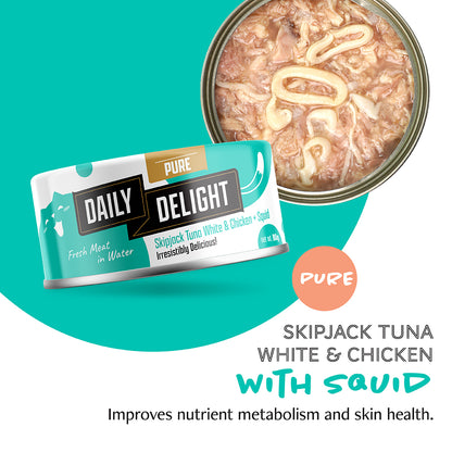 Daily Delight Pure Skipjack Tuna & White Chicken with Shrimp Canned Cat Food 80g x 24cans