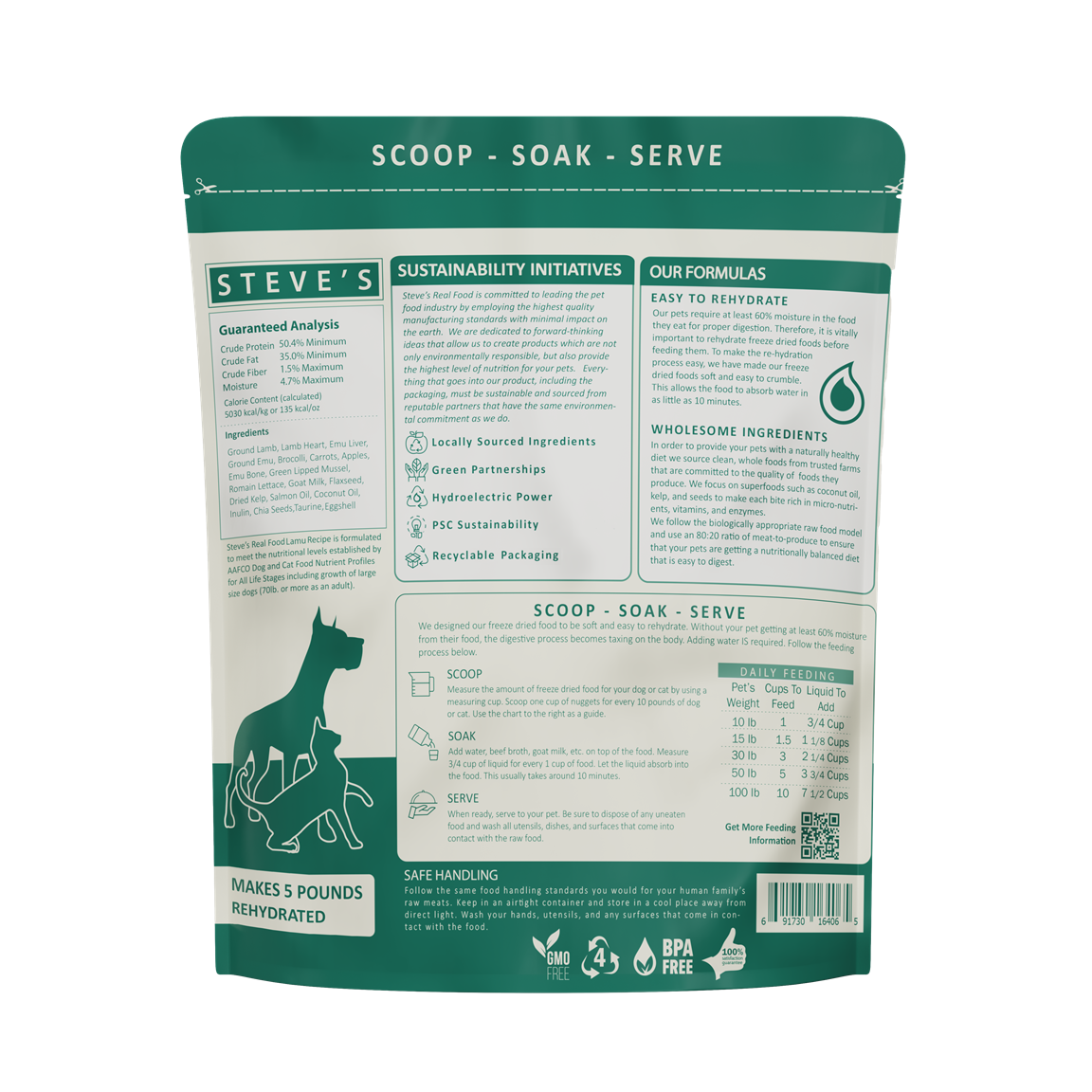 Steve's Real Food Novel Protein Freeze Dried Raw Food for Cats & Dogs 20oz