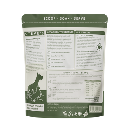 Steve's Real Food Grain Free Freeze Dried Raw Food for Cats & Dogs 20oz | 5 Recipes