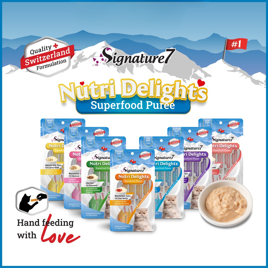 Signature7 Nutri Delights Salmon & Tuna with Lotus Seed Purée Cat Treat (Mon) 60g
