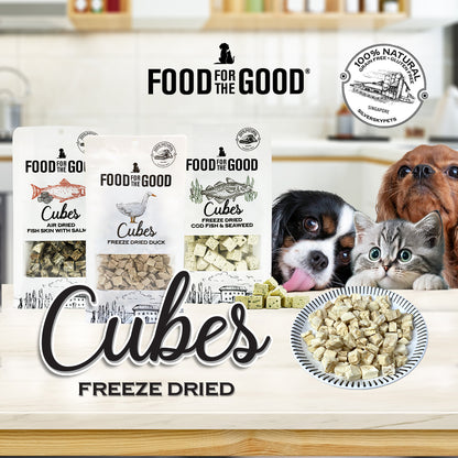 Food For The Good Freeze Dried Flounder Cubes Treats for Cats & Dogs 40g