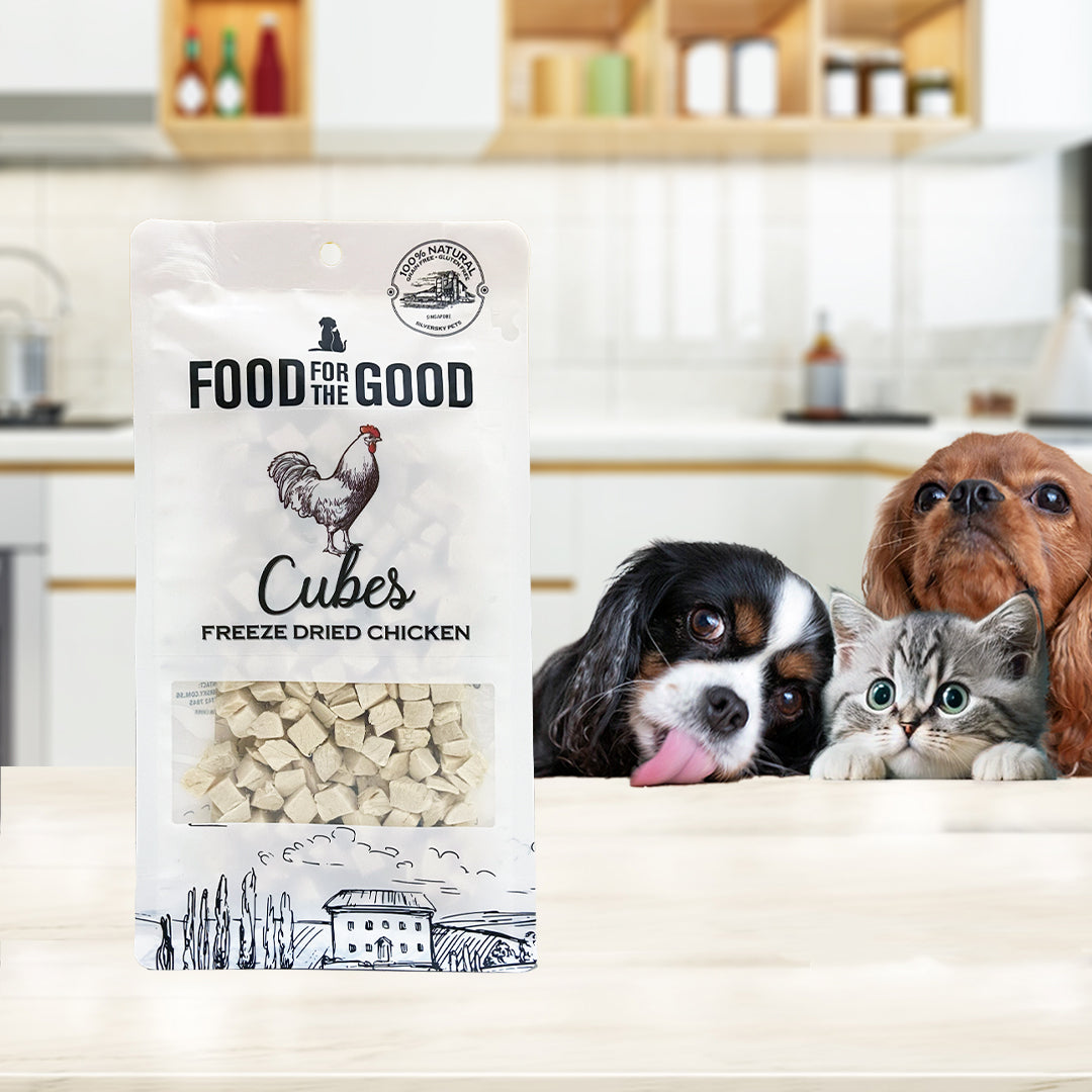 Food For The Good Freeze Dried Chicken Cubes Treats for Cats & Dogs 80g