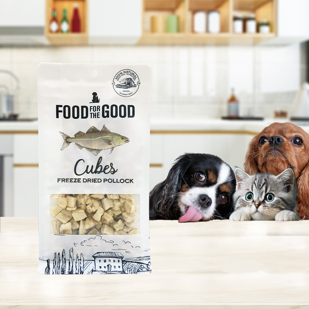 Food For The Good Freeze Dried Pollock Cubes Treats for Cats & Dogs 50g