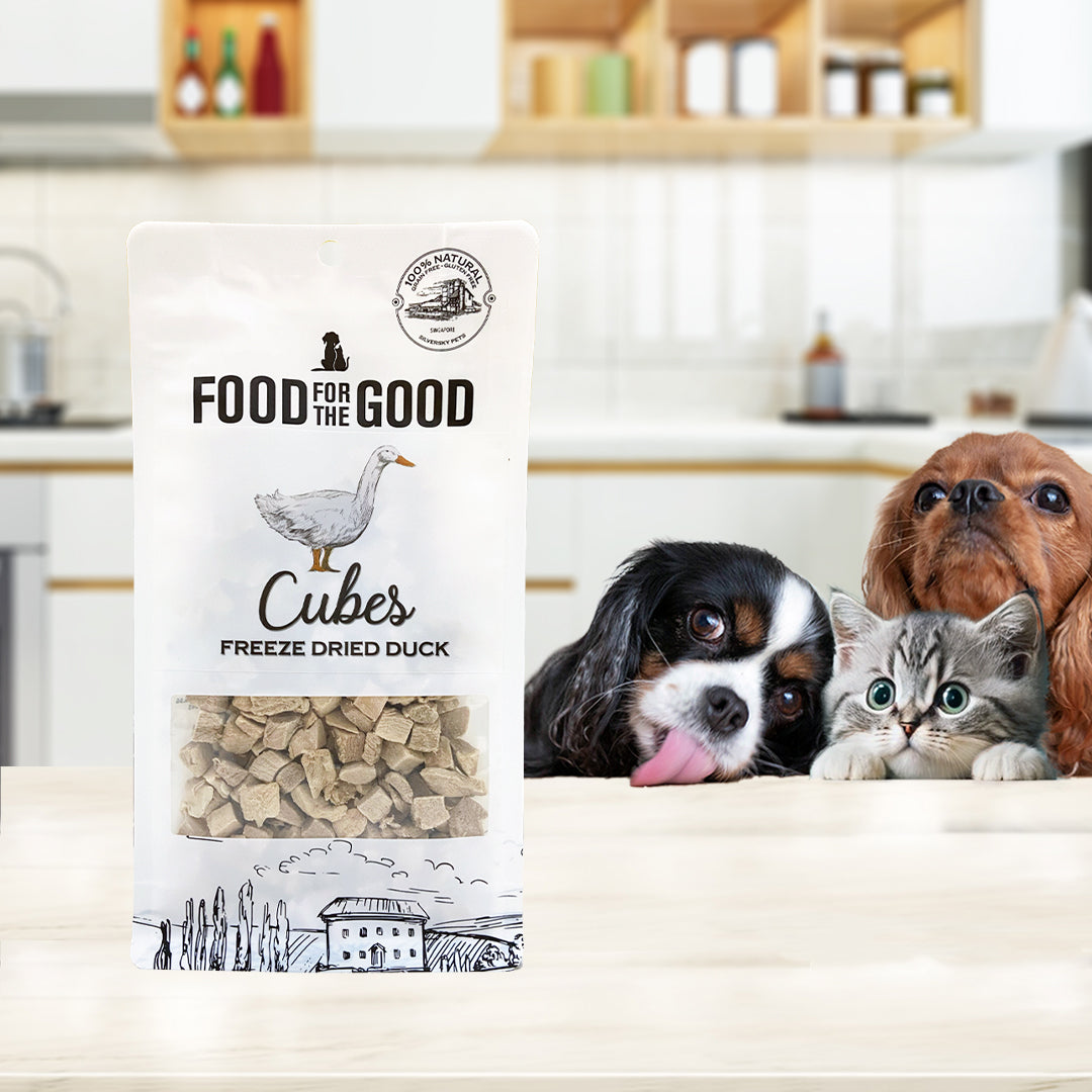 Food For The Good Freeze Dried Duck Cubes Treats for Cats & Dogs 70g
