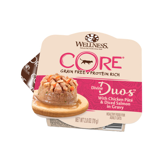 Wellness CORE Divine Duos Chicken Pate & Diced Salmon in Gravy Wet Cat Food 2.8oz