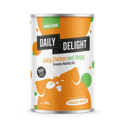 Daily Delight Juicy Chicken & Veggy Canned Dog Food 375g
