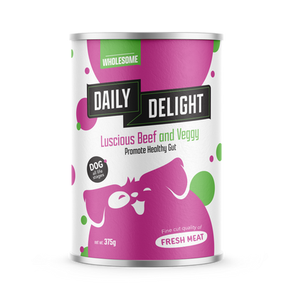 Daily Delight Luscious Beef & Veggy Canned Dog Food 375g