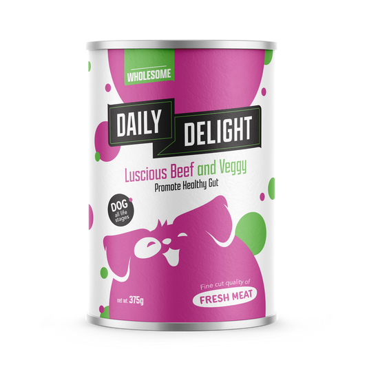 Daily Delight Luscious Beef & Veggy Canned Dog Food 375g
