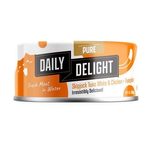 Daily Delight Pure Skipjack Tuna & White Chicken with Pumpkin Canned Cat Food 80g x 24cans
