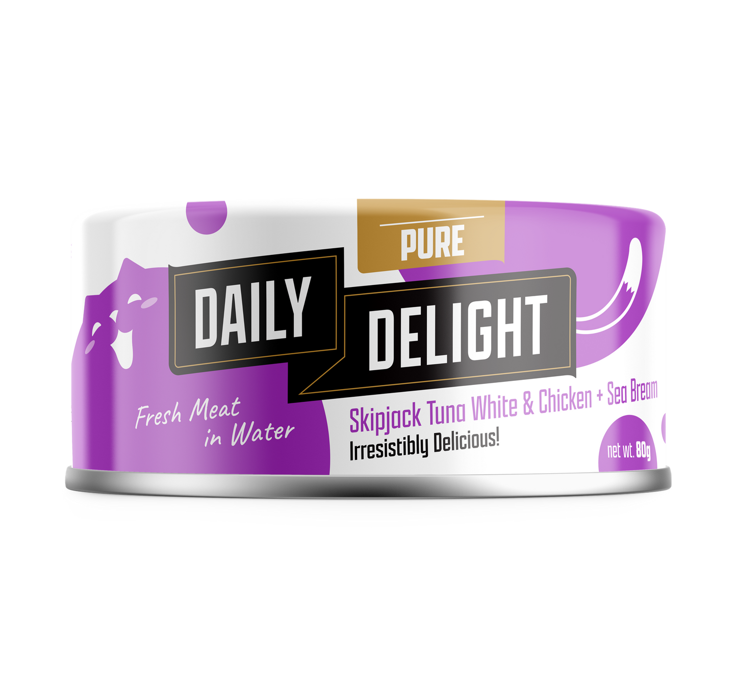 Daily Delight Pure Skipjack Tuna & White Chicken with Salmon Canned Cat Food 80gx 24cans